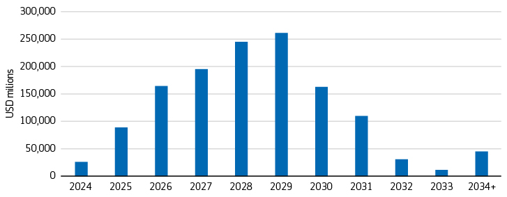 Exhibit 2: USD high yield bond maturity wall